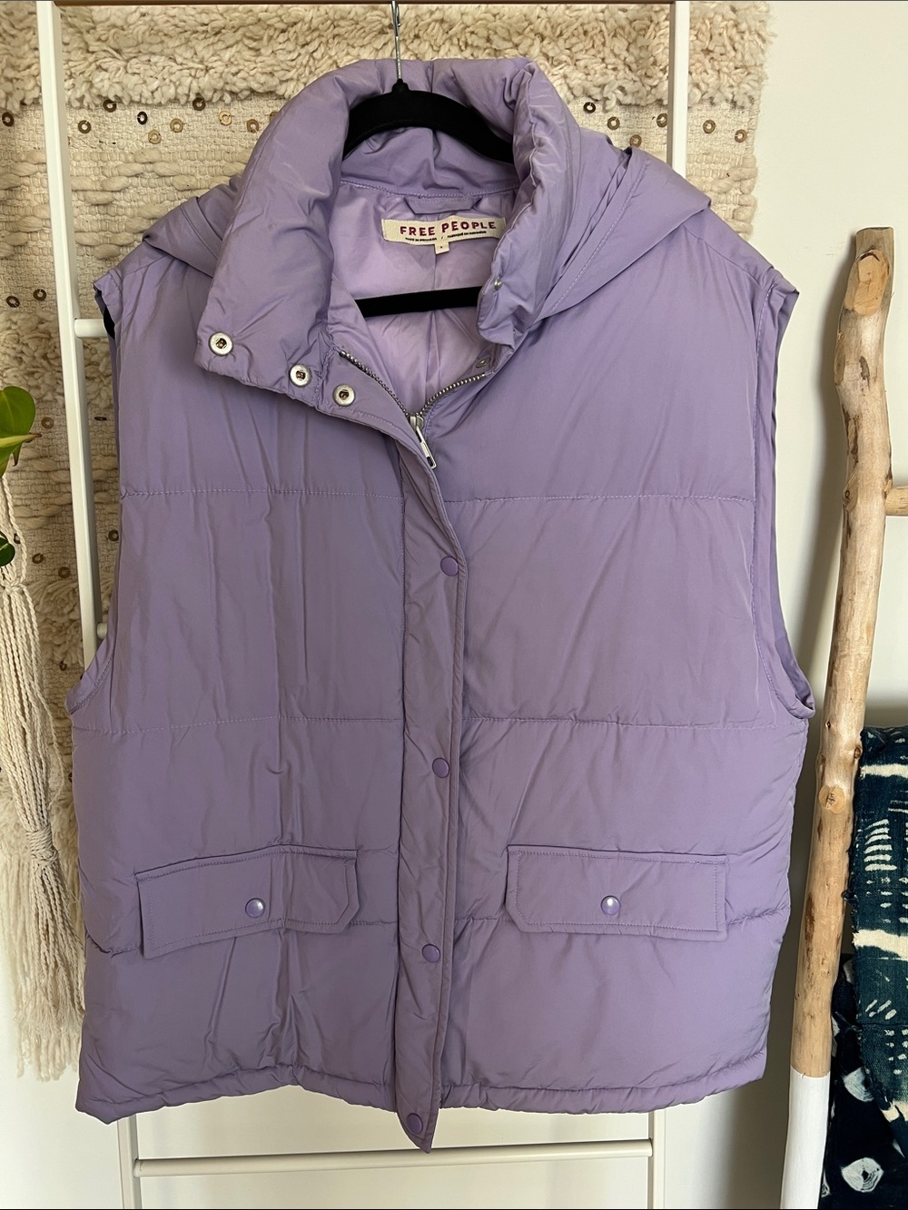 Free People Lavender Hooded Puffer Vest
